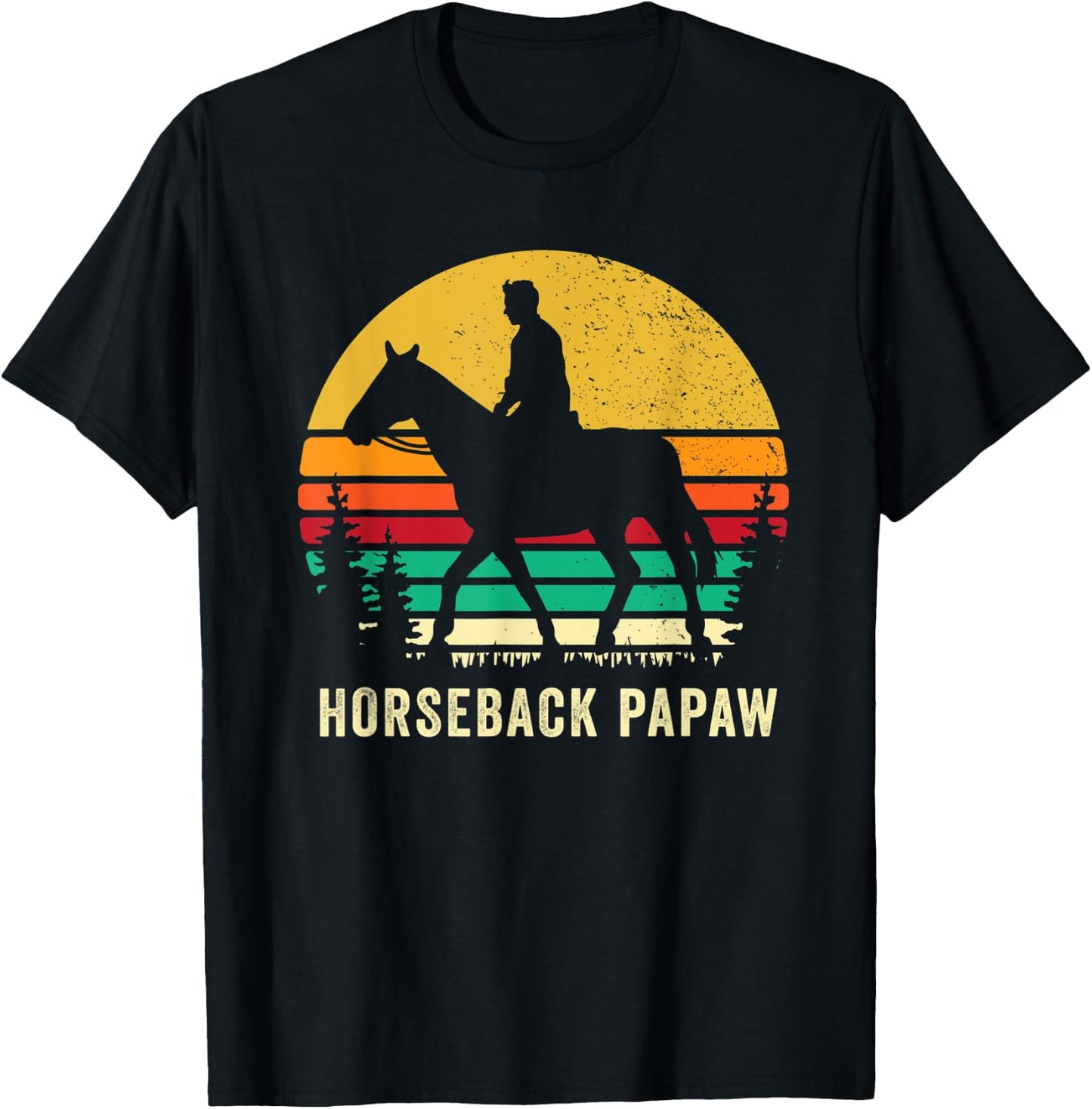 Horseback Rider Papaw Horse Riding Horse Back Grandfather T-Shirt - T-Shirt | Black