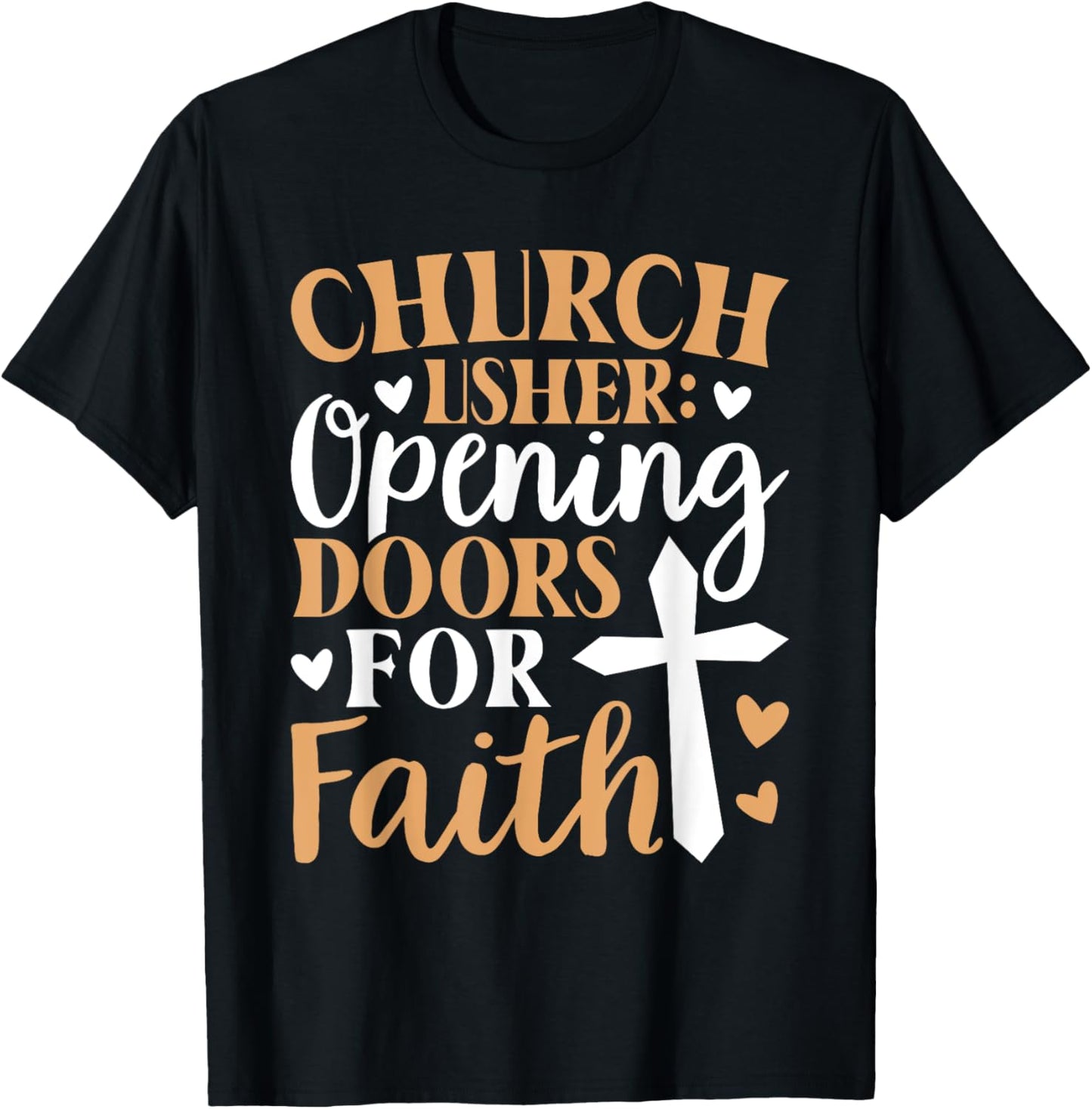 Church Usher Opening Doors For Faith Cross Catholicism T-Shirt - T-Shirt | Black