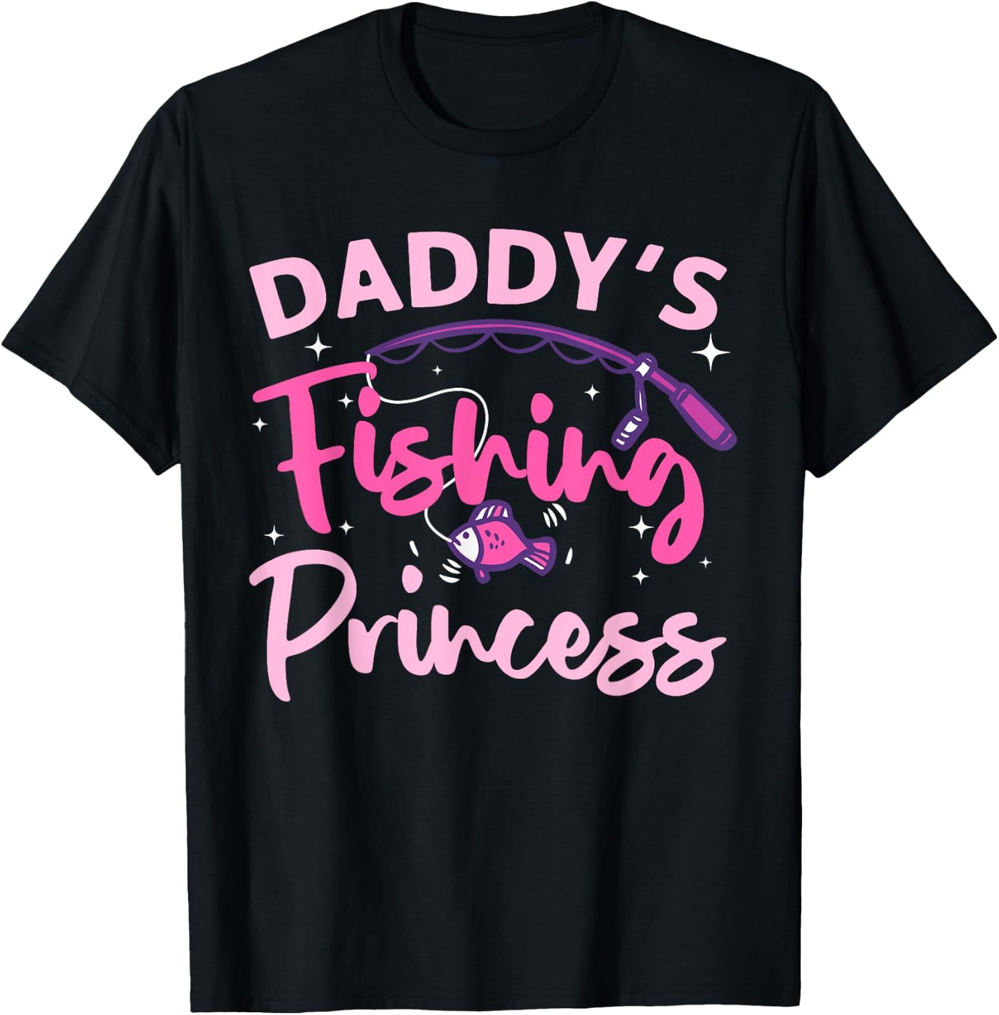 Best Fishing Girls Kids Bass Fisher Princess Fish T-Shirt - T-Shirt | Black