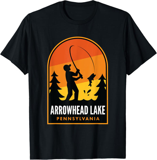 Arrowhead Lake Pennsylvania Fishing T-Shirt - T-Shirt | Black