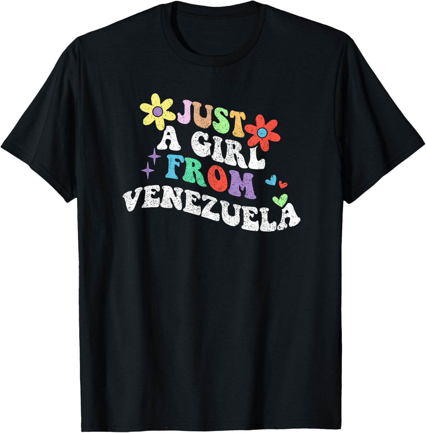Retro Groovy Just A Girl From Venezuela Mother's Day 2023 T-Shirt - T-Shirt | Black