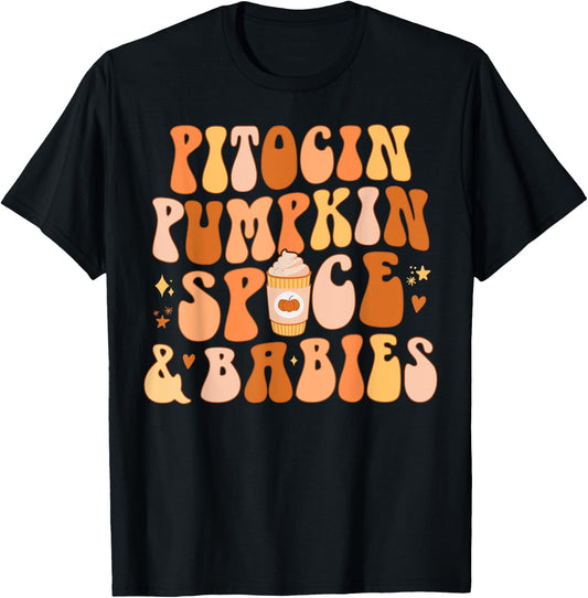Halloween Labor And Delivery L&D Nurse Fall Pumpkins Midwife T-Shirt - T-Shirt | Black