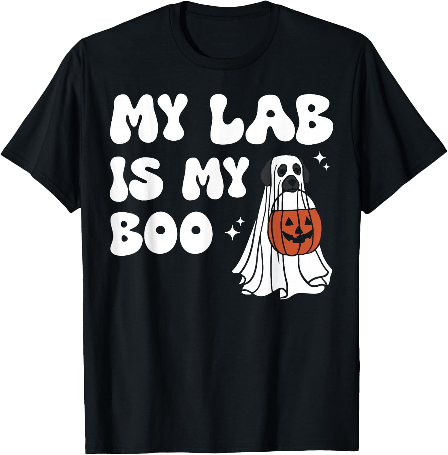 My Lab Is My Boo Dog Ghost Dog Halloween Retro Labrador Mama Men Women T-Shirt - T-Shirt | Black