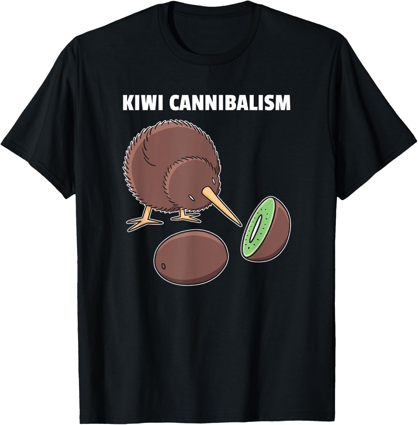 Kiwi Cannibalism Funny Kiwi Pun T-Shirt - T-Shirt | Black