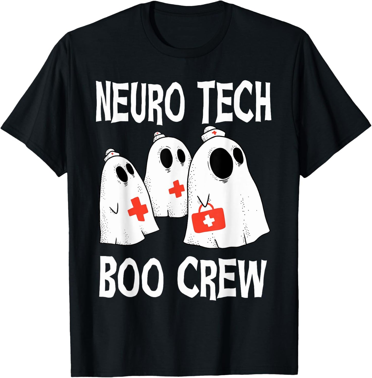 Funny Neuro Tech Boo Crew Neurology Halloween Costume T-Shirt - T-Shirt | Black