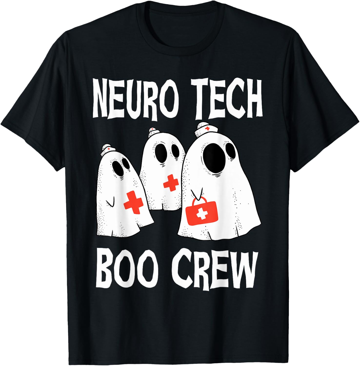 Funny Neuro Tech Boo Crew Neurology Halloween Costume T-Shirt - T-Shirt | Black