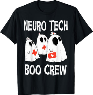 Funny Neuro Tech Boo Crew Neurology Halloween Costume T-Shirt - T-Shirt | Black