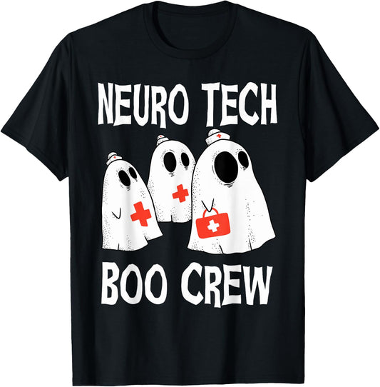 Funny Neuro Tech Boo Crew Neurology Halloween Costume T-Shirt - T-Shirt | Black