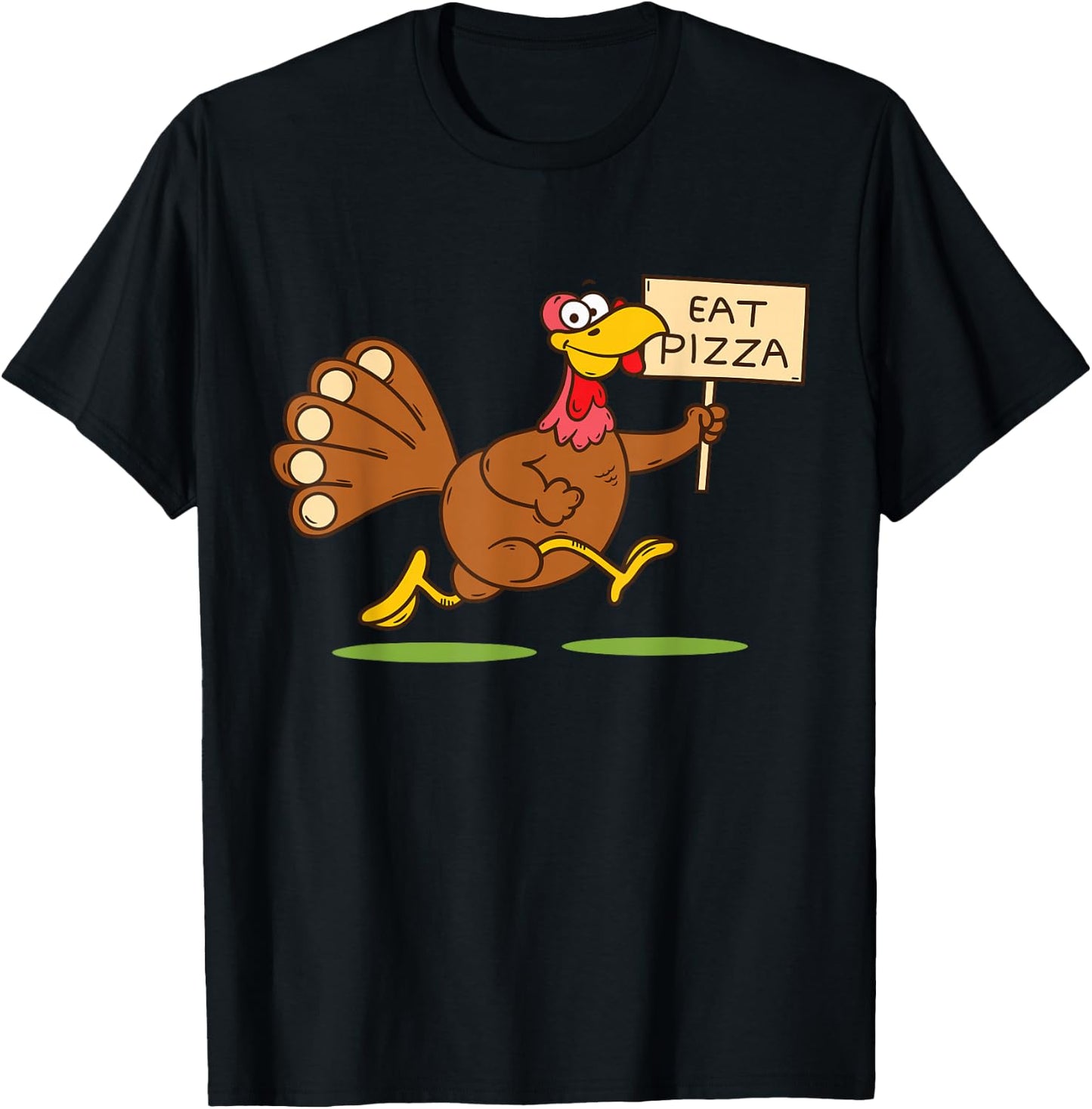 Turkey Eat Pizza Men Kids Vegan Funny Thanksgiving Family T-Shirt - T-Shirt | Black