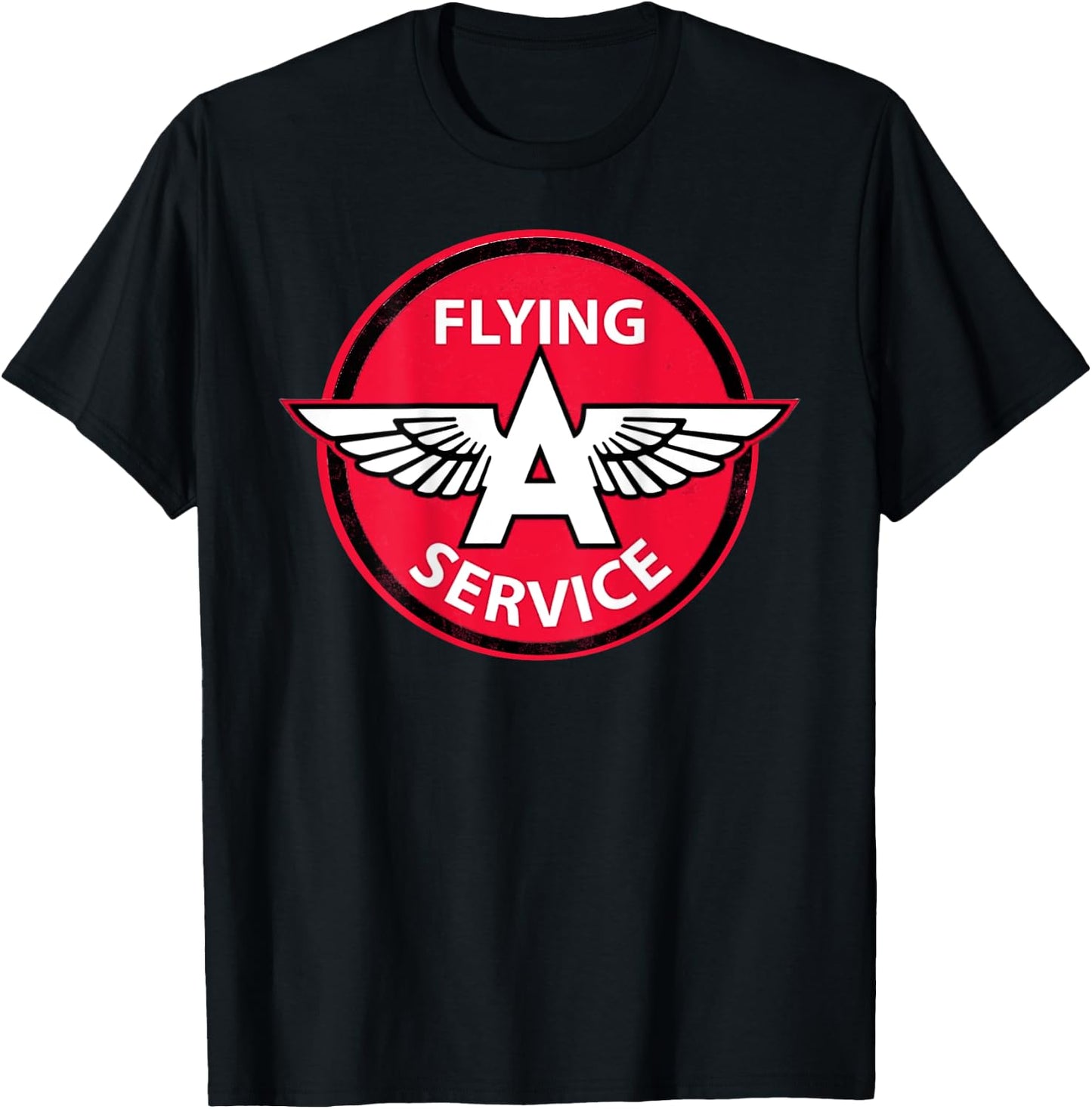 Back Only Print Retro Vintage Gas Station Flying A Service T-Shirt - T-Shirt | Black