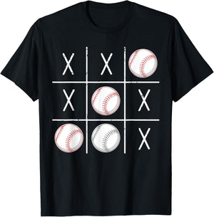 Baseball Ball Men Boys Baseball Tic-Tac-Toe Game XO-XO T-Shirt - T-Shirt | Black