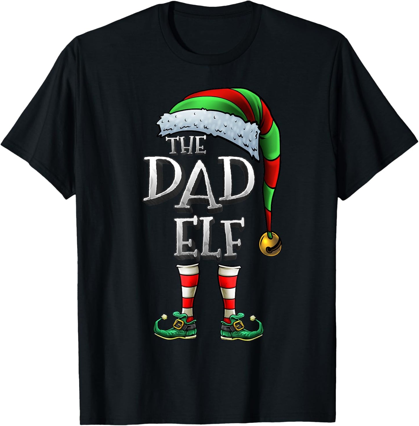 The Dad Elf Shirt Matching Family Dad Christmas Elf T-Shirt - T-Shirt | Black