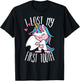 Funny Tooth Fairy - Cute Unicorn I Lost My First Tooth T-Shirt - T-Shirt | Black