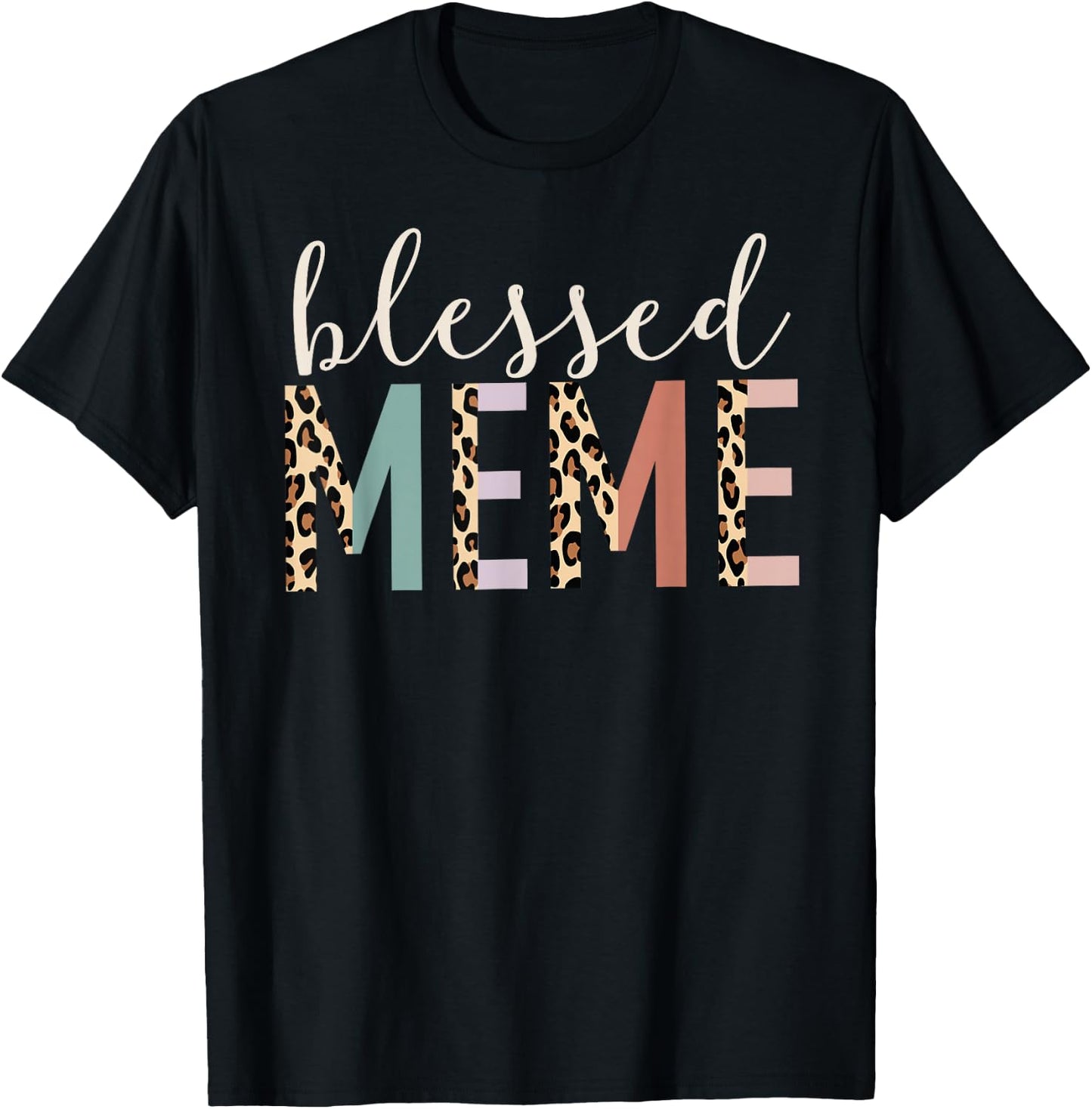 Blessed Meme Cute Leopard Print T-Shirt - T-Shirt | Black
