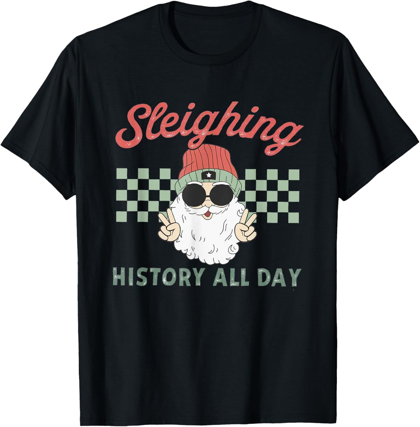 Women Retro Sleighing History All Day History Teacher Xmas T-Shirt - T-Shirt | Black