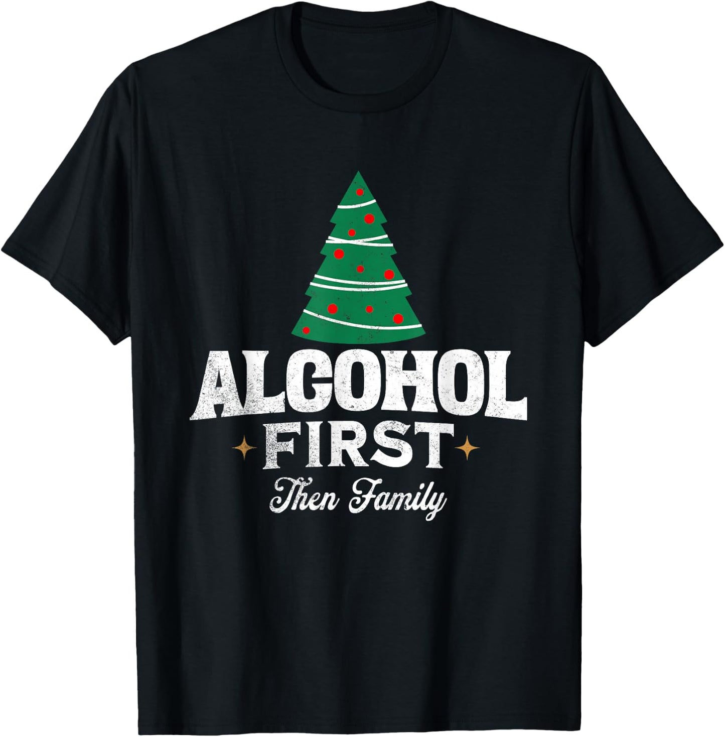 Funny Family Christmas Joke Clothing Apparel -Adults Black Short Sleeve Small Christmas Drinking Humor T-Shirt - T-Shirt | Black