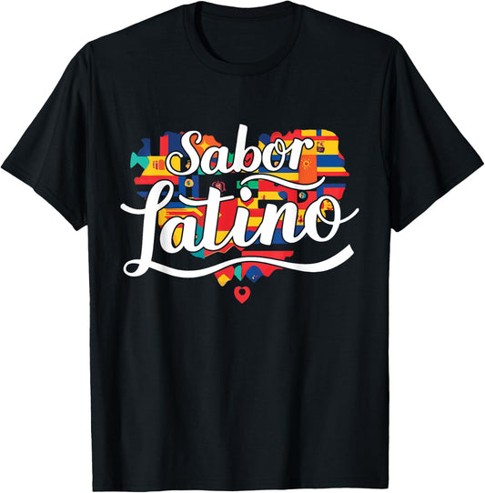 Sabor Latino Latin Flavor Hispanic Heritage T-Shirt - T-Shirt | Black