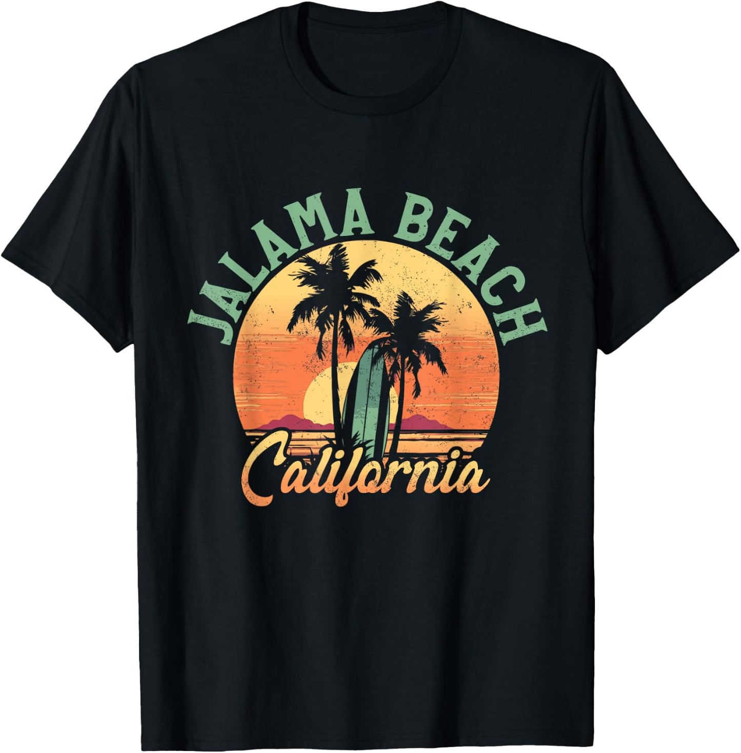 Jalama Beach California Retro Surfer Vintage Beach Men Women T-Shirt - T-Shirt | Black