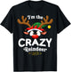 Christmas PJS Crazy XMas Reindeer Matching T-Shirt - T-Shirt | Black