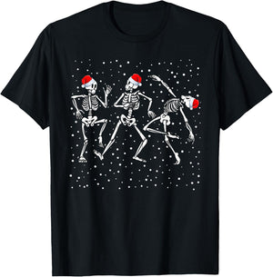 Christmas Skeleton Dancing Funny Xmas T-Shirt - T-Shirt | Black