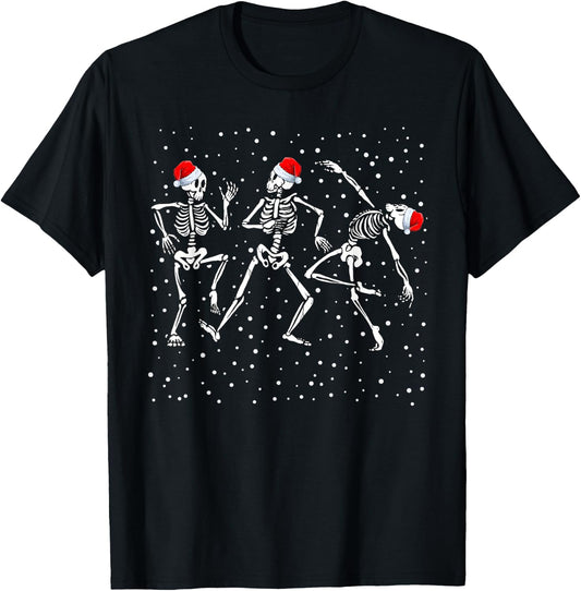 Christmas Skeleton Dancing Funny Xmas T-Shirt - T-Shirt | Black