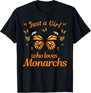 Funny Monarch Butterfly Art Girls Butterfly Lover T-Shirt - T-Shirt | Black