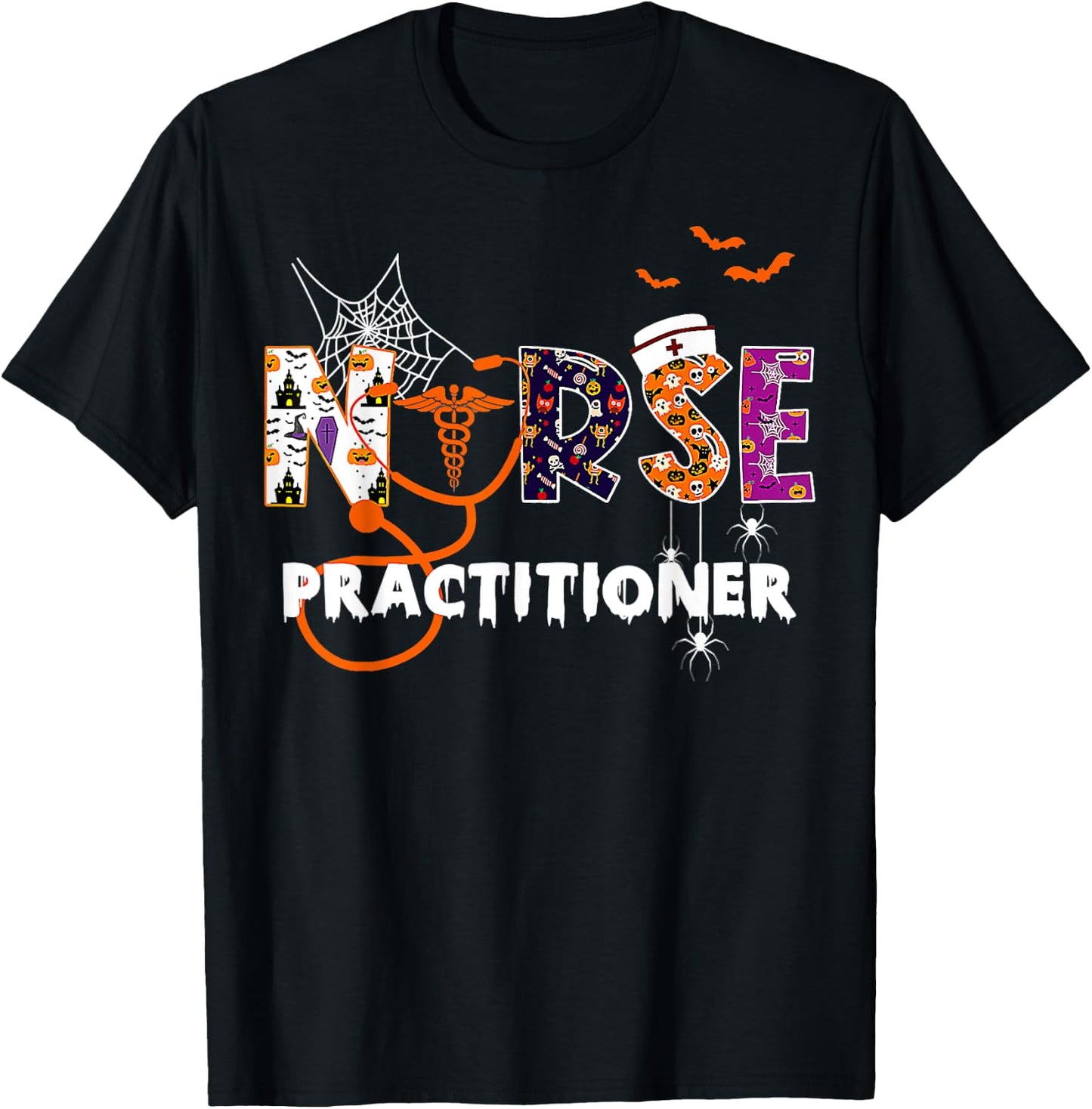 NP Nurse Practitioner Spooky Season Funny Halloween Nursing T-Shirt - T-Shirt | Black