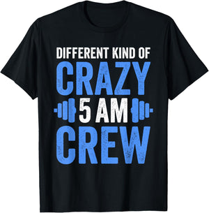 Workout Squad 5AM Crew Funny Gym Quote T-Shirt - T-Shirt | Black