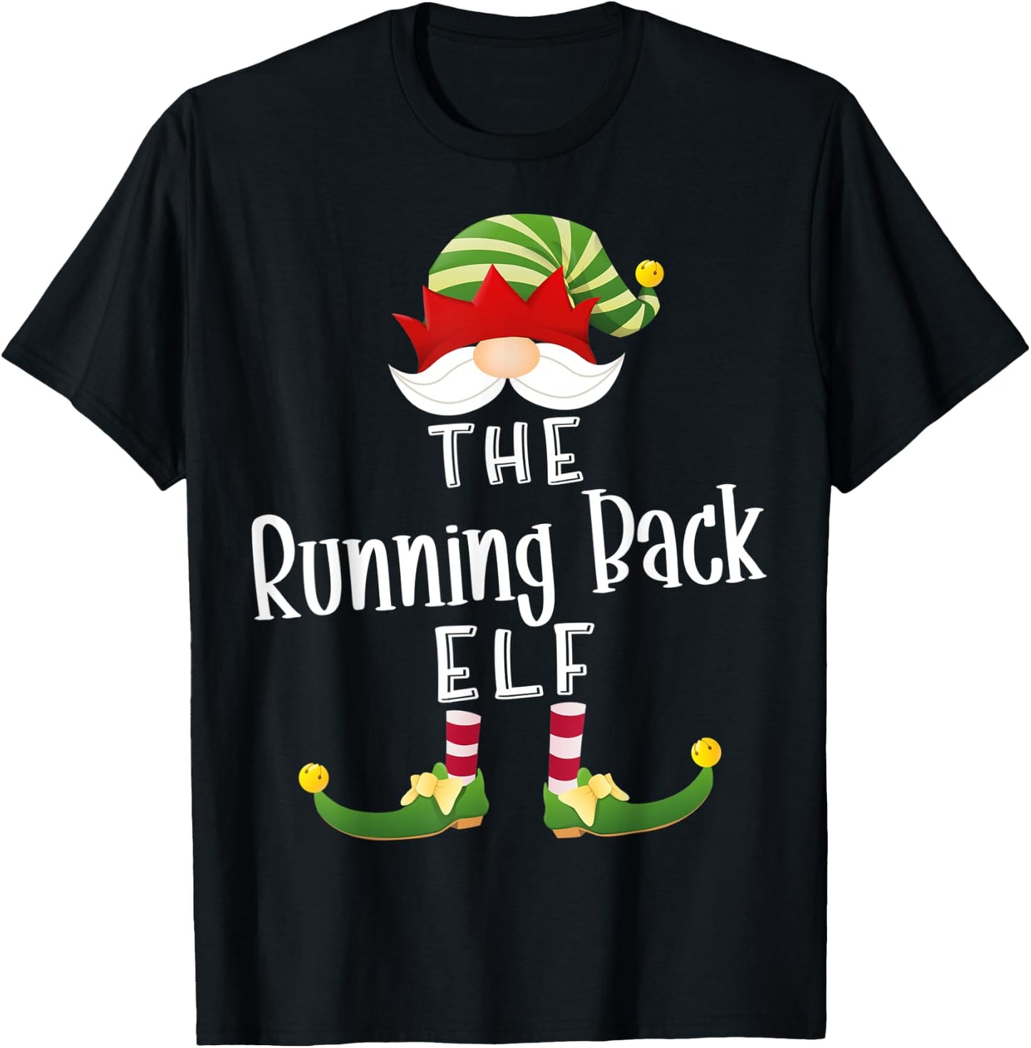 Running Back Elf Group Christmas Funny Pajama Party T-Shirt - T-Shirt | Black