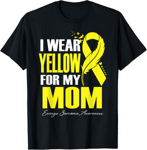 I Wear Yellow For My Mom Ewings Sarcoma Awareness T-Shirt - T-Shirt | Black