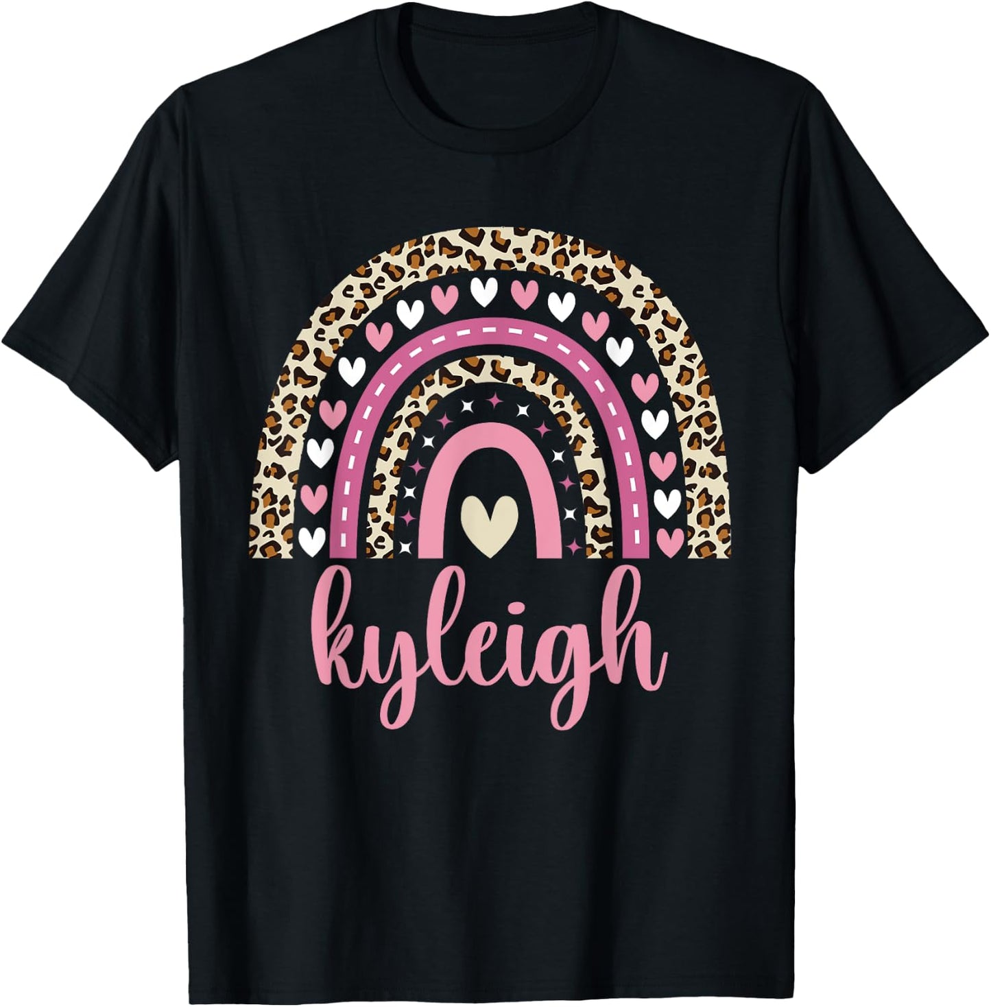 Kyleigh Rainbow Leopard Personalized Kyleigh Birthday T-Shirt - T-Shirt | Black