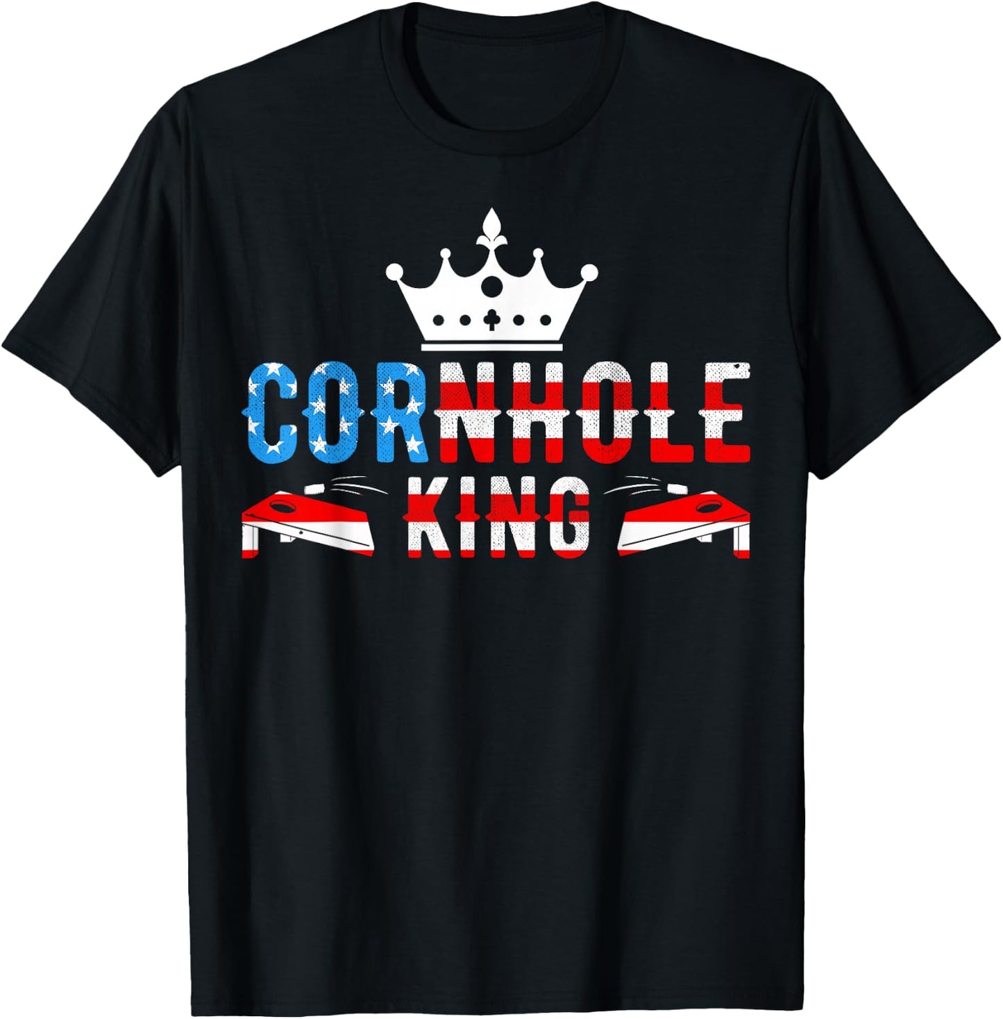 Cornhole - American Flag July 4th Patriotic Cornhole King T-Shirt - T-Shirt | Black