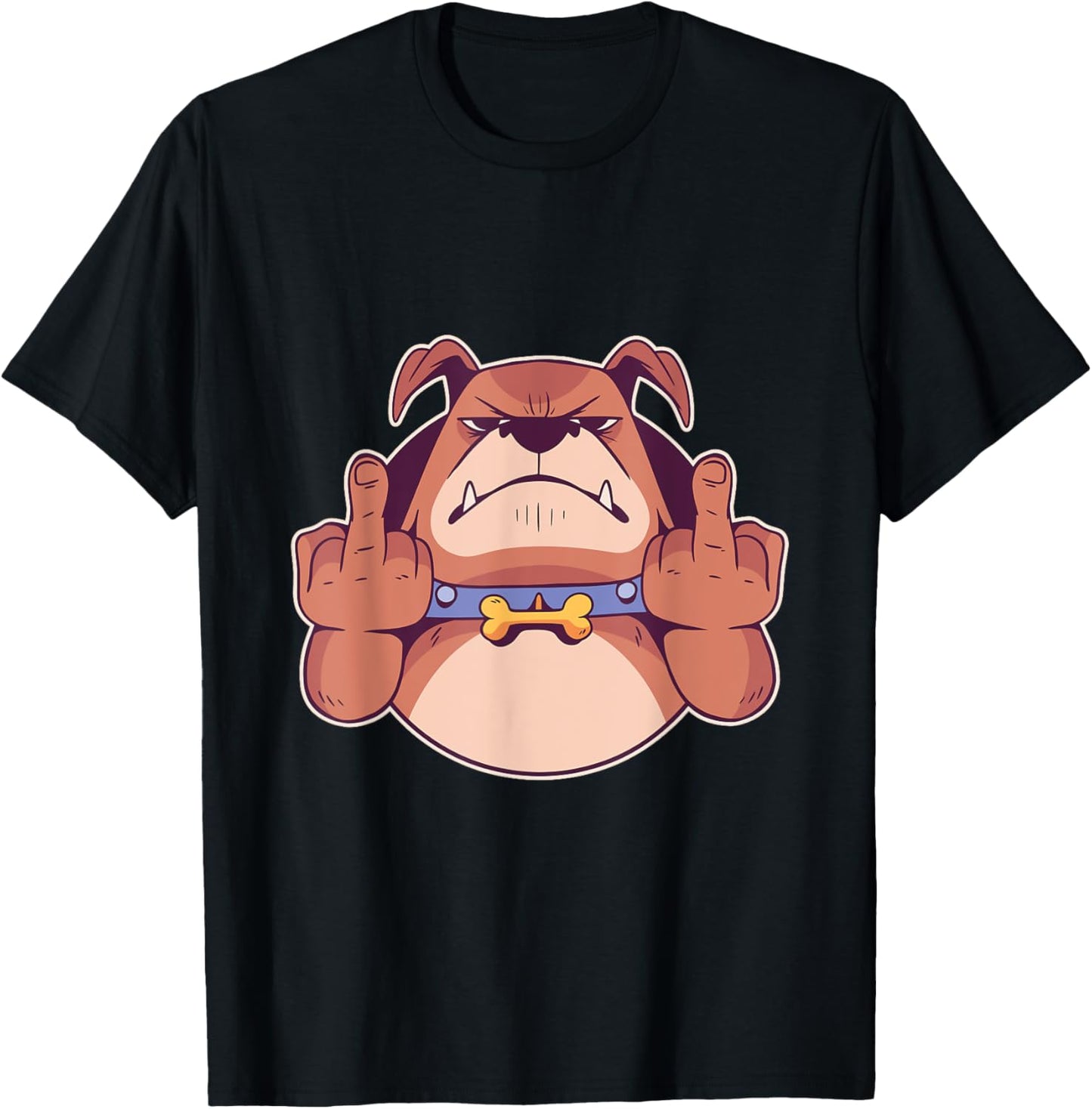 Dog Middle Finger Bulldog Stink Finger Funny Gift T-Shirt - T-Shirt | Black