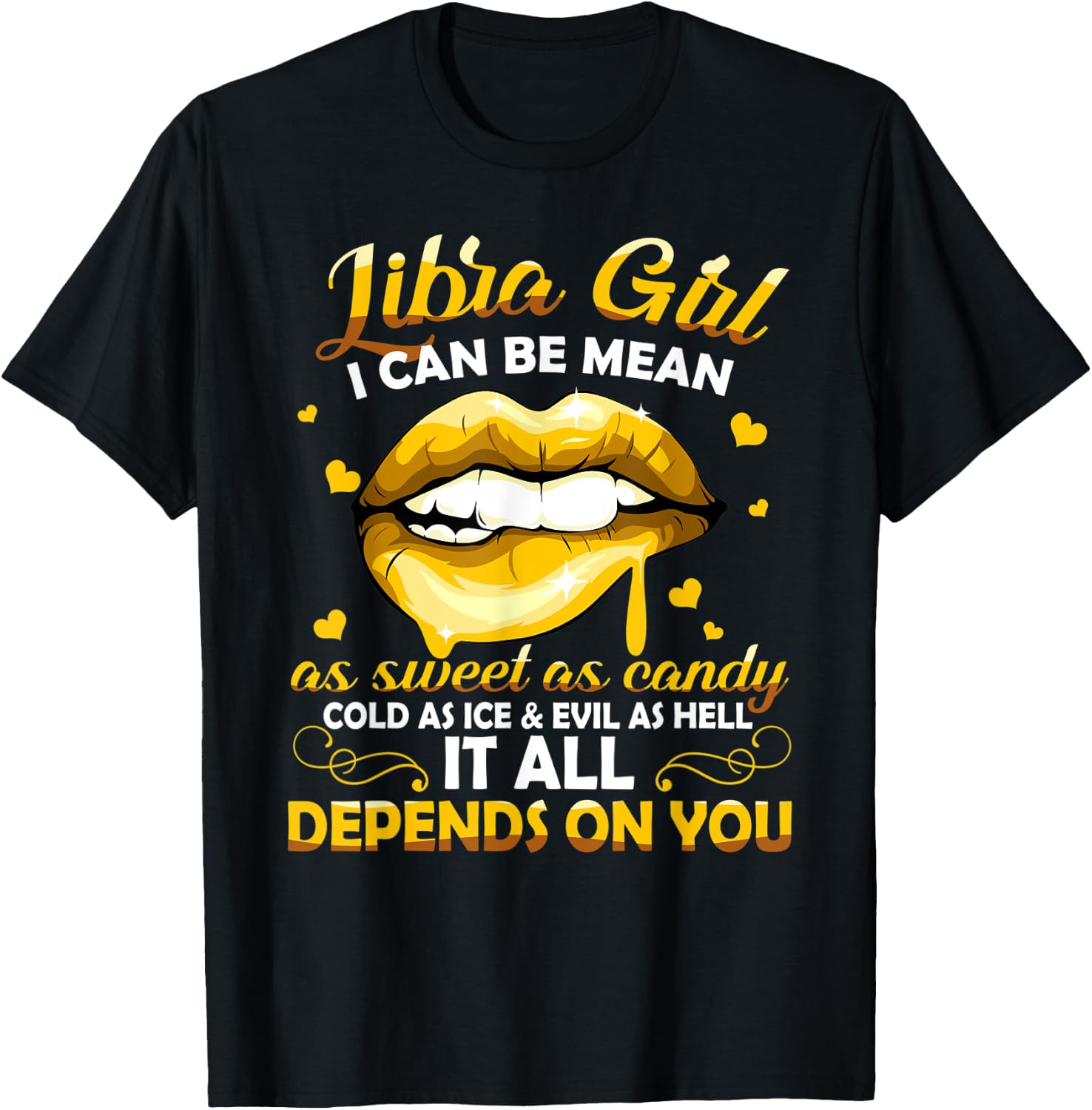 Libra Girl Zodiac Horoscope Birthday Sweet As Candy Lips T-Shirt - T-Shirt | Black