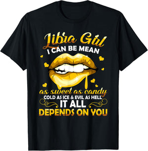 Libra Girl Zodiac Horoscope Birthday Sweet As Candy Lips T-Shirt - T-Shirt | Black