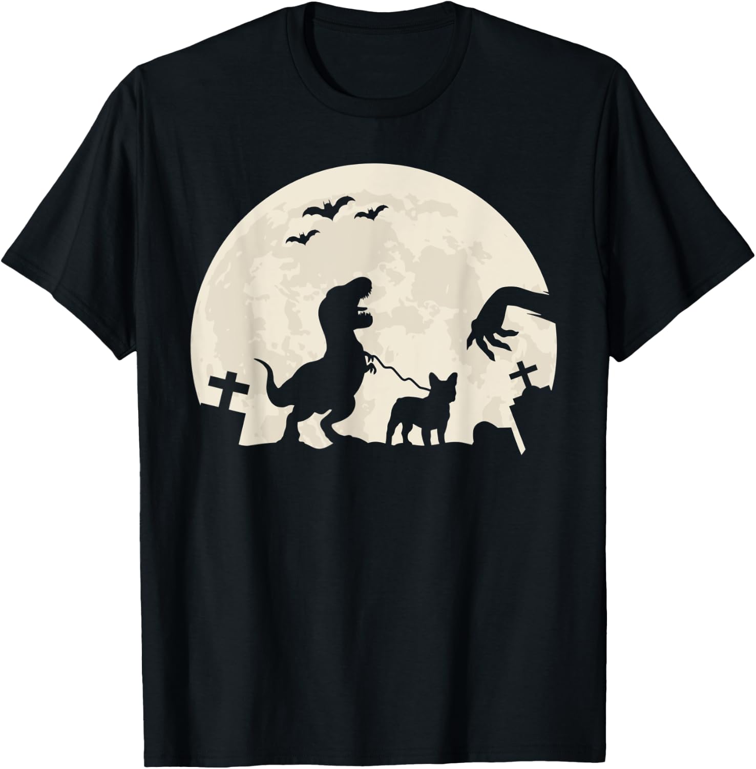 Halloween French Bulldog Dog Frenchie Dinosaur Costume Men Women Kids T-Shirt - T-Shirt | Black