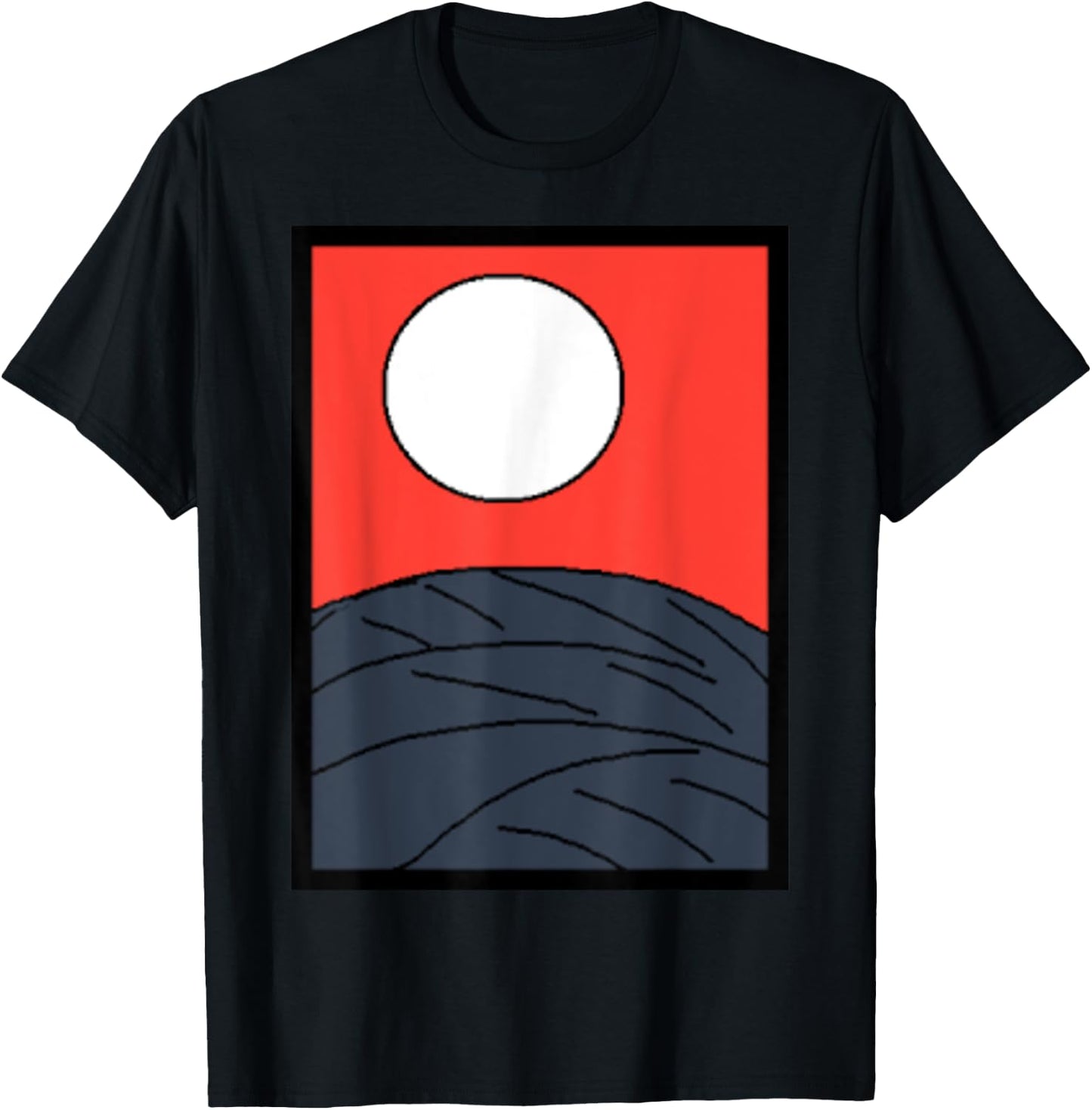 Funny Design Production Club Original Design Attention No.1 Japanese Karuta Hanafuda Moon T-Shirt - T-Shirt | Black