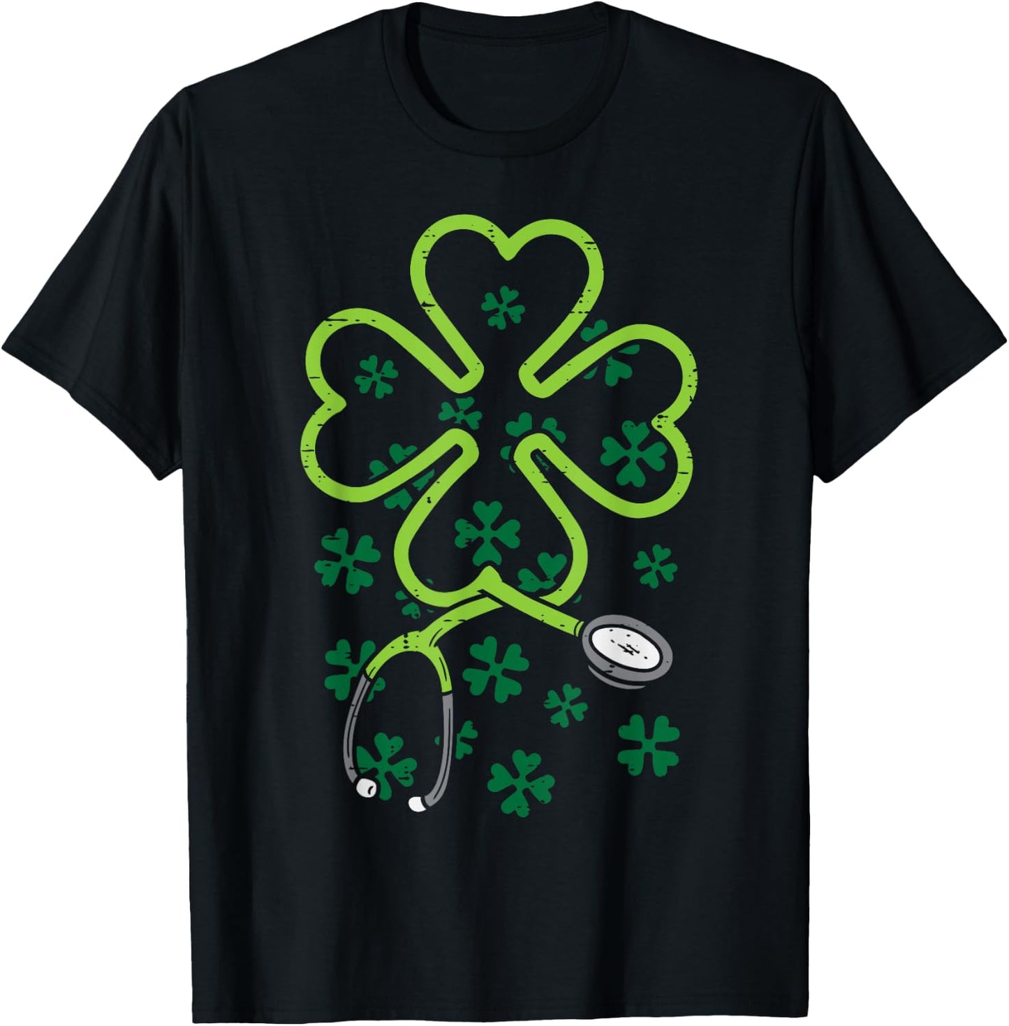 Shamrock Stethoscope Scrub Nurse St Patricks Day RN Women T-Shirt - T-Shirt | Black