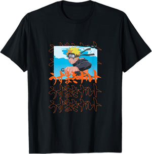 Naruto Shippuden Naruto with Kanji T-Shirt - T-Shirt | Black