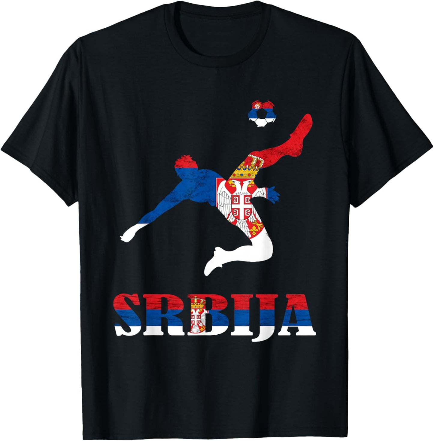 Serbia Soccer Player Srbija Serbian Pride Serbian Flag T-Shirt - T-Shirt | Black