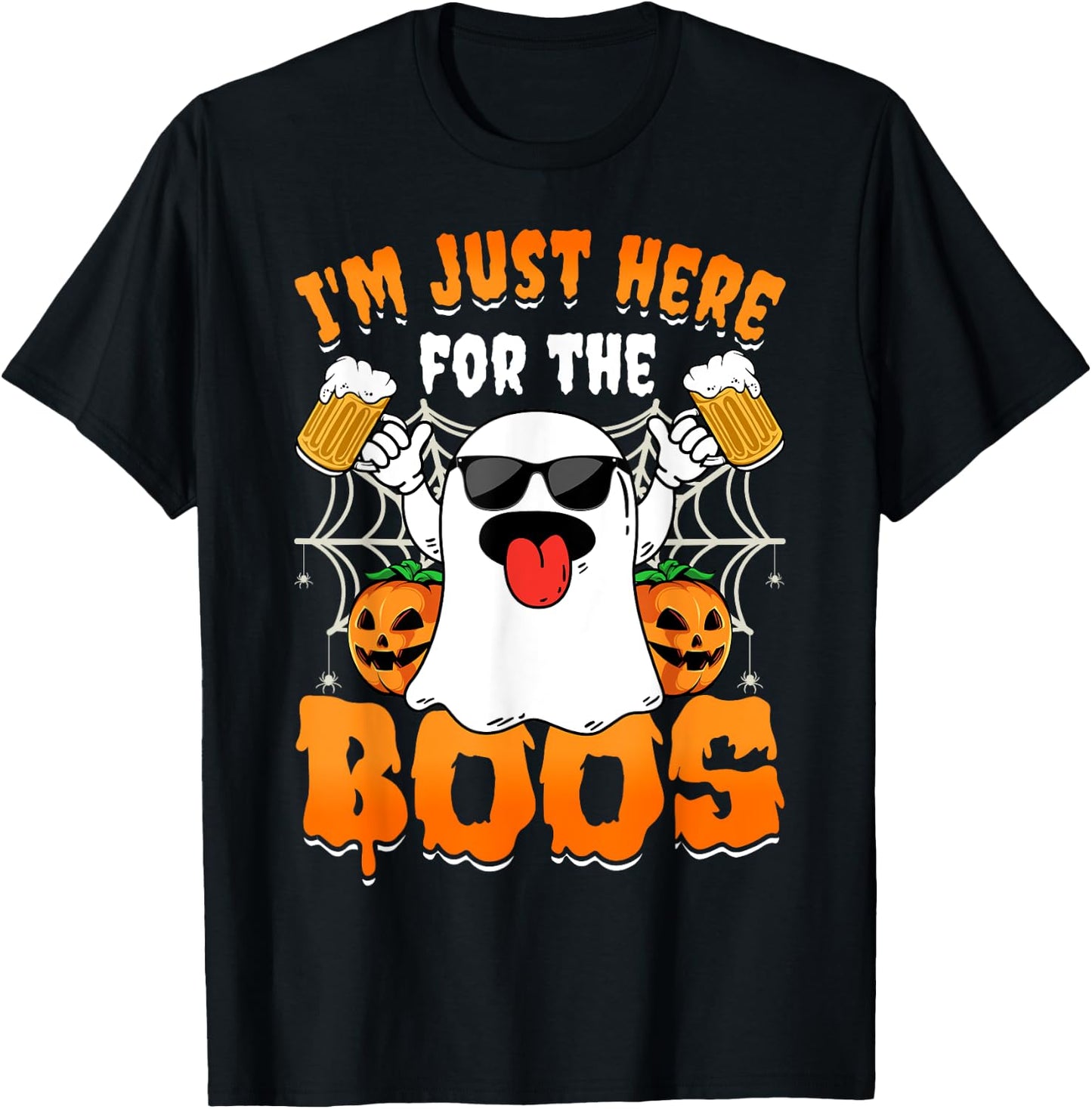 Funny Halloween Ghost Costume I'm Just Here For The Boos T-Shirt - T-Shirt | Black