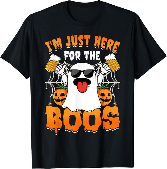 Funny Halloween Ghost Costume I'm Just Here For The Boos T-Shirt - T-Shirt | Black