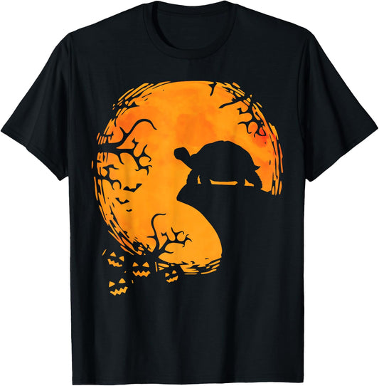 Funny Tortoise Halloween Silhouette Spooky Tortoise Lover T-Shirt - T-Shirt | Black
