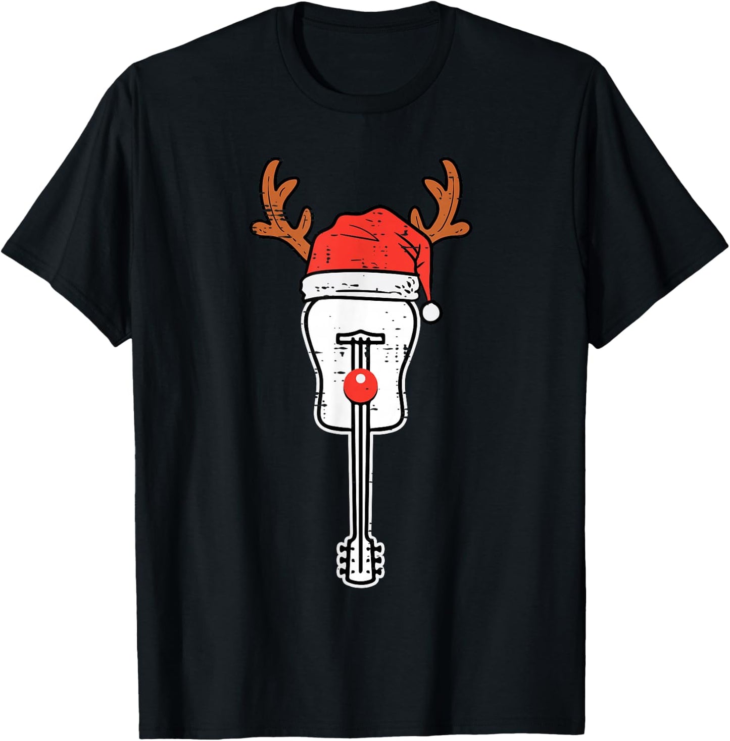 Guitar Christmas Reindeer Music Instrument Rocker Rock Xmas T-Shirt - T-Shirt | Black