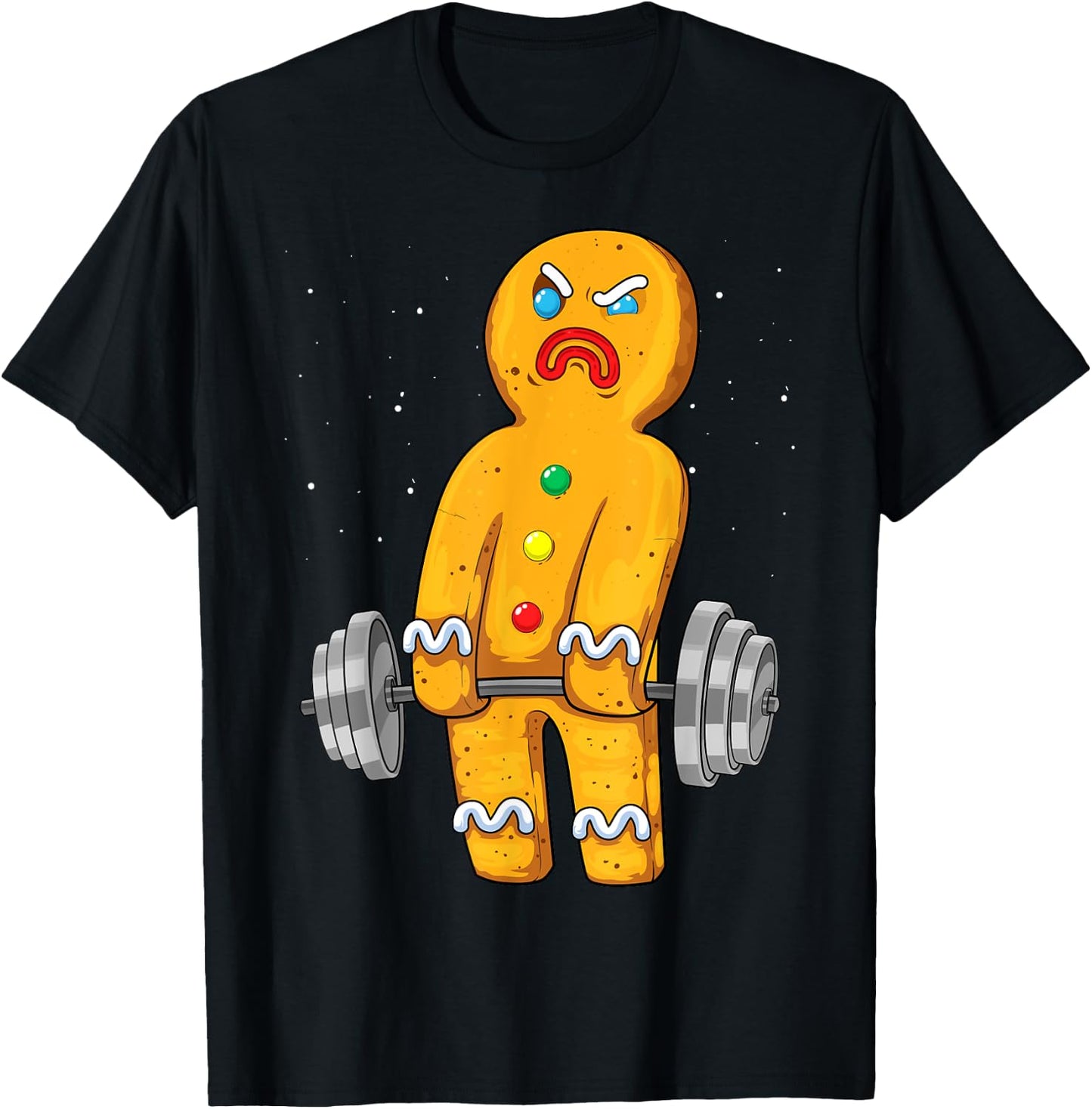 Gingerbread Man Weightlifting Christmas Fitness Gym Deadlift T-Shirt - T-Shirt | Black