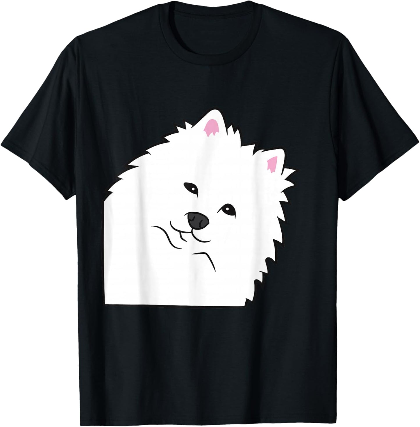 American Eskimo Dog Peeking From Side Cute American Eskimo T-Shirt - T-Shirt | Black