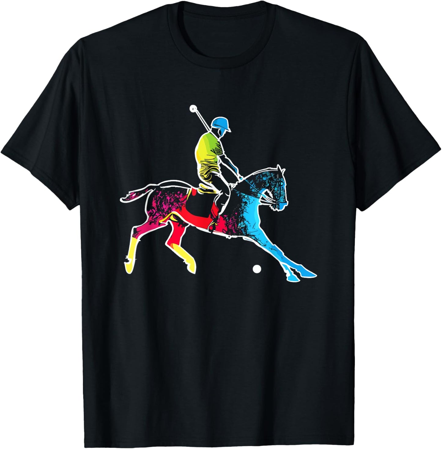 Horse Polo Player - Colorful Polo Sports Horseback Riding T-Shirt - T-Shirt | Black