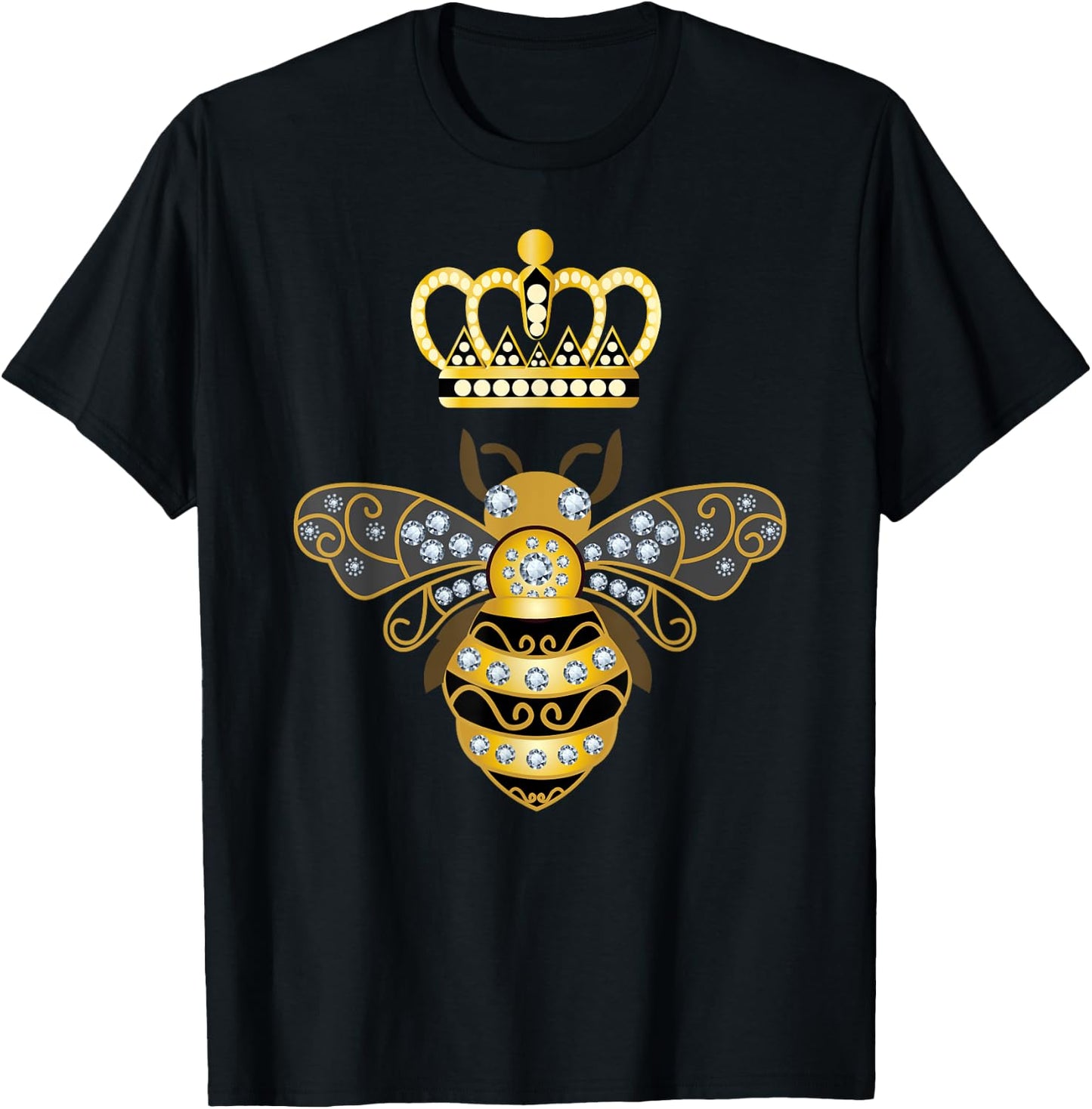 Queen Bee Crown Women Men Girls Honey Hive Beekeeping Bee T-Shirt - T-Shirt | Black