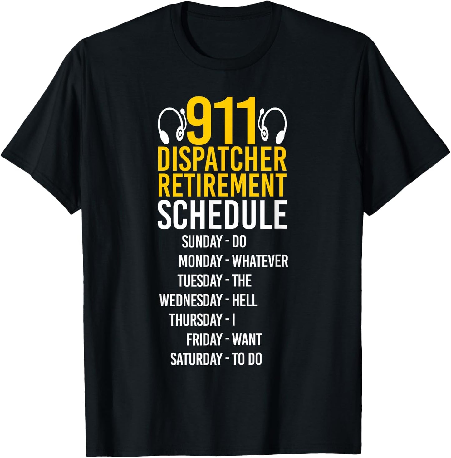 911 Dispatcher Thin Gold Yellow Line Retired 911 Dispatcher T-Shirt - T-Shirt | Black