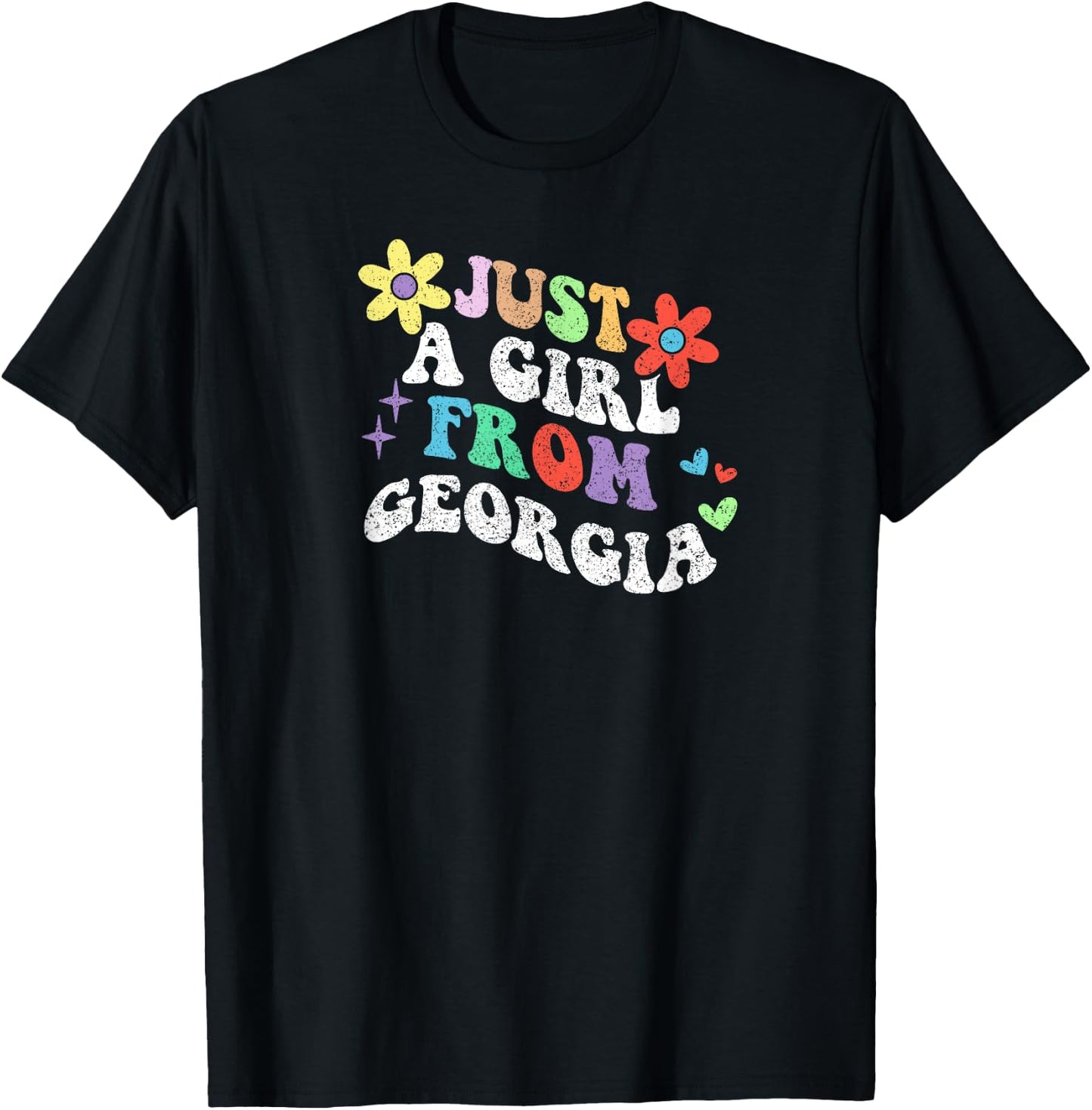 Retro Groovy Just A Girl From Georgia Mother's Day 2023 T-Shirt - T-Shirt | Black